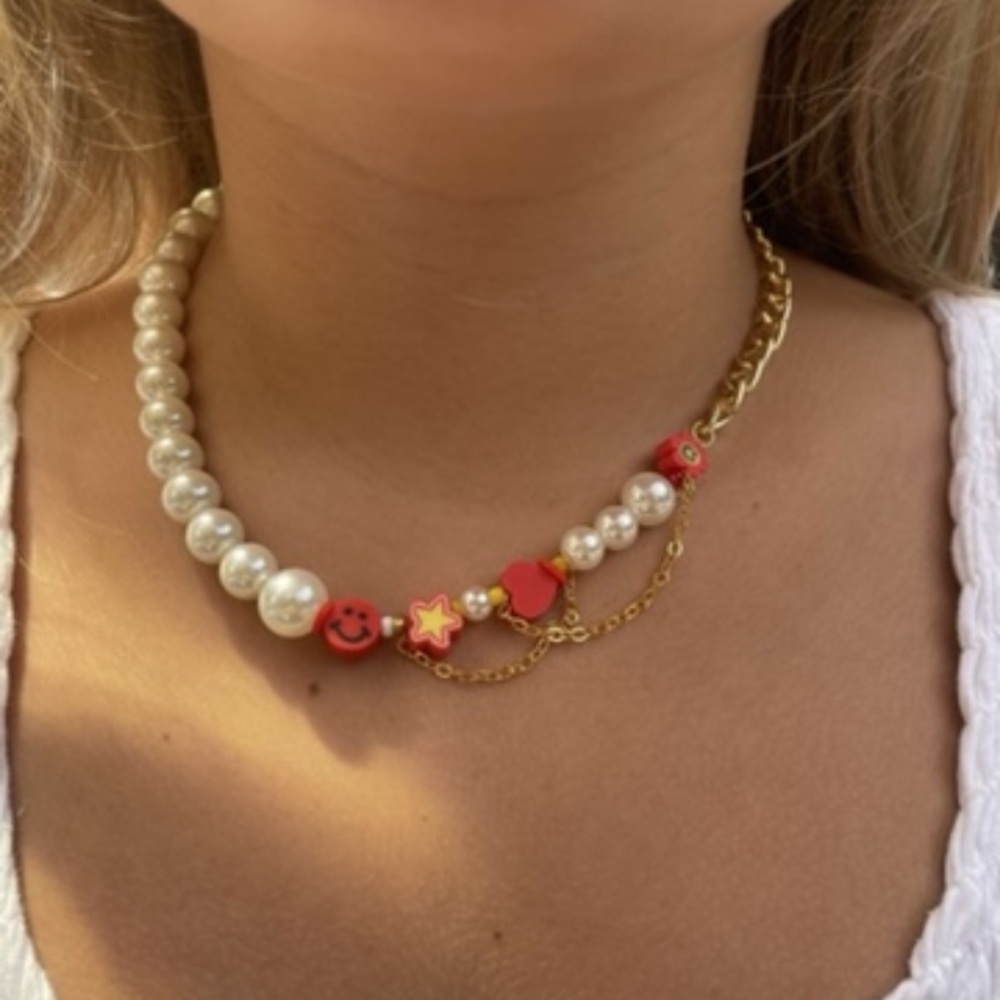 red happy go lucky necklace
